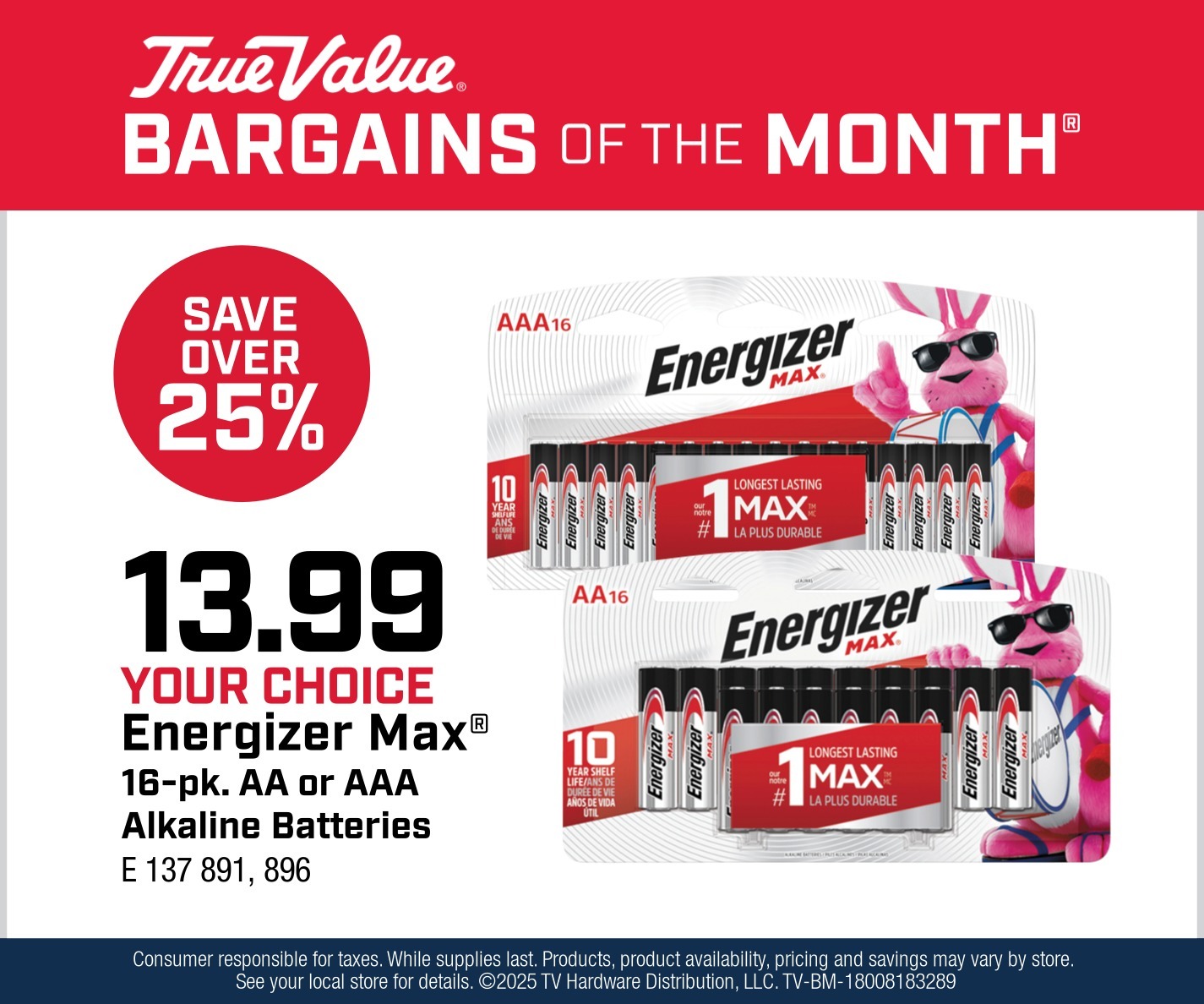 Your Choice Energizer Max® Alkaline Batteries $13.99