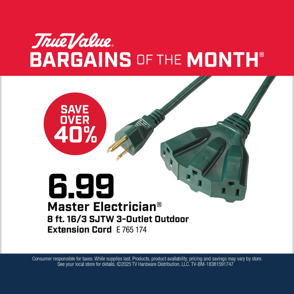 Master Electrician® 8 ft. 16/3 SJTW 3-Outlet Outdoor Extension Cord $6.99