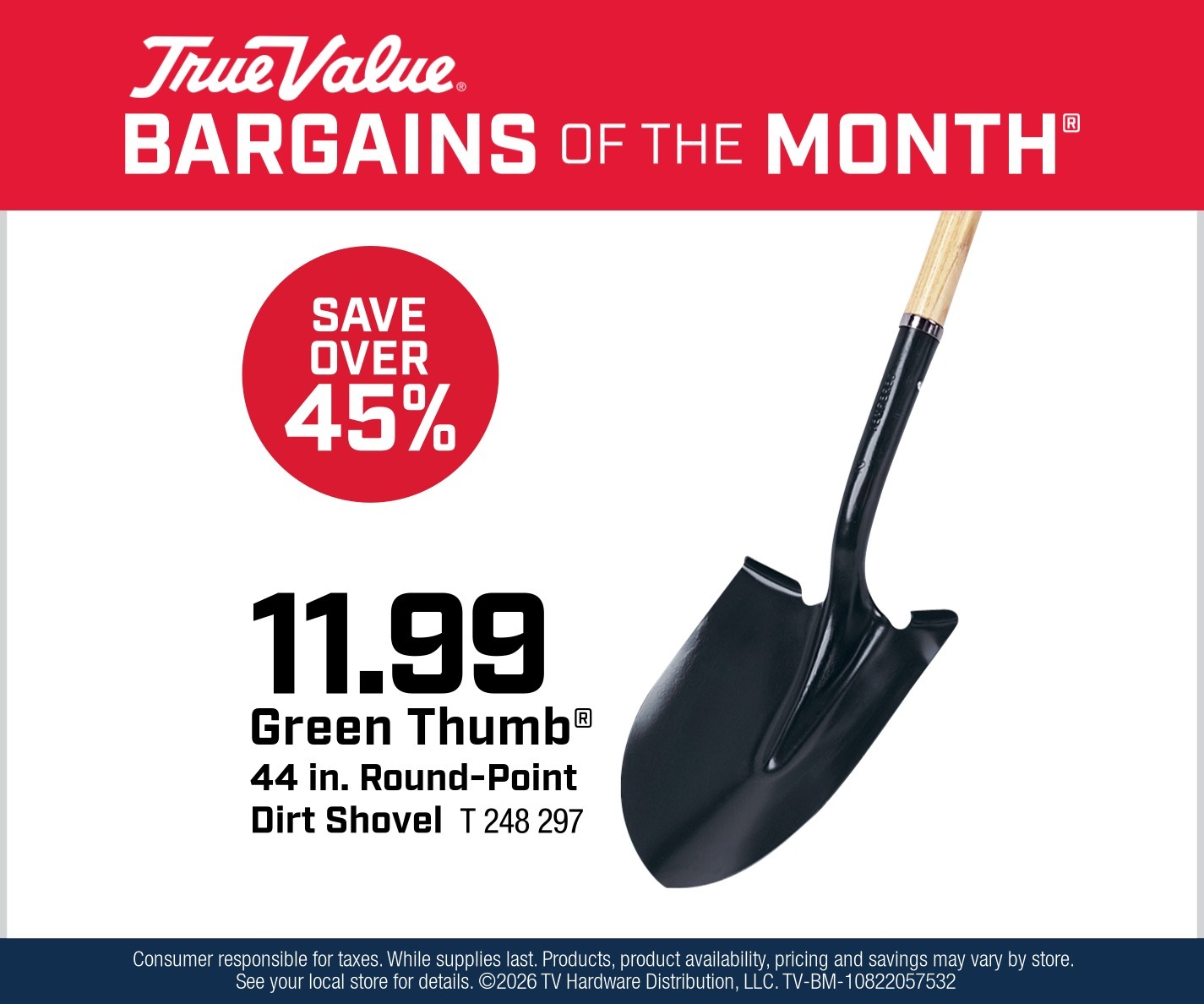 Green Thumb® 44 in. Round-Point Dirt Shovel $11.99