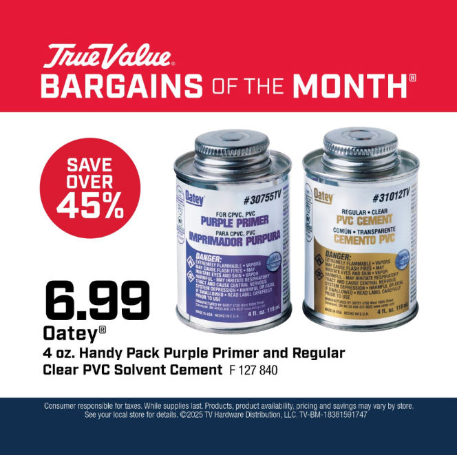 Oatey® 4 oz. Handy Pack Purple Primer and Regular Clear PVC Solvent Cement $6.99