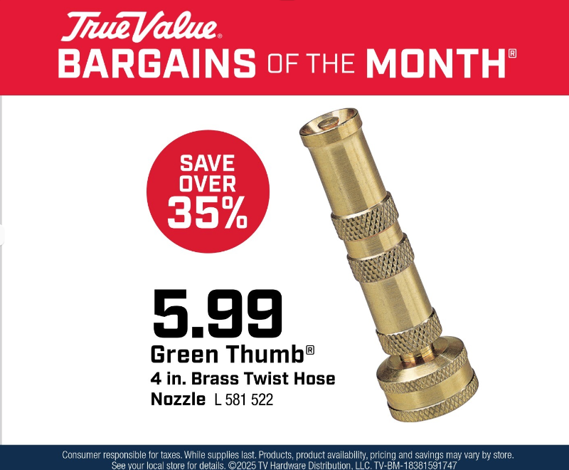 Green Thumb® 4 in. Brass Twist Hose Nozzle $5.99