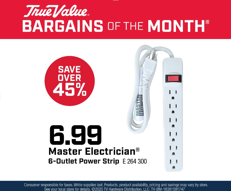 Master Electrician® 6-Outlet PowerStrip $6.99