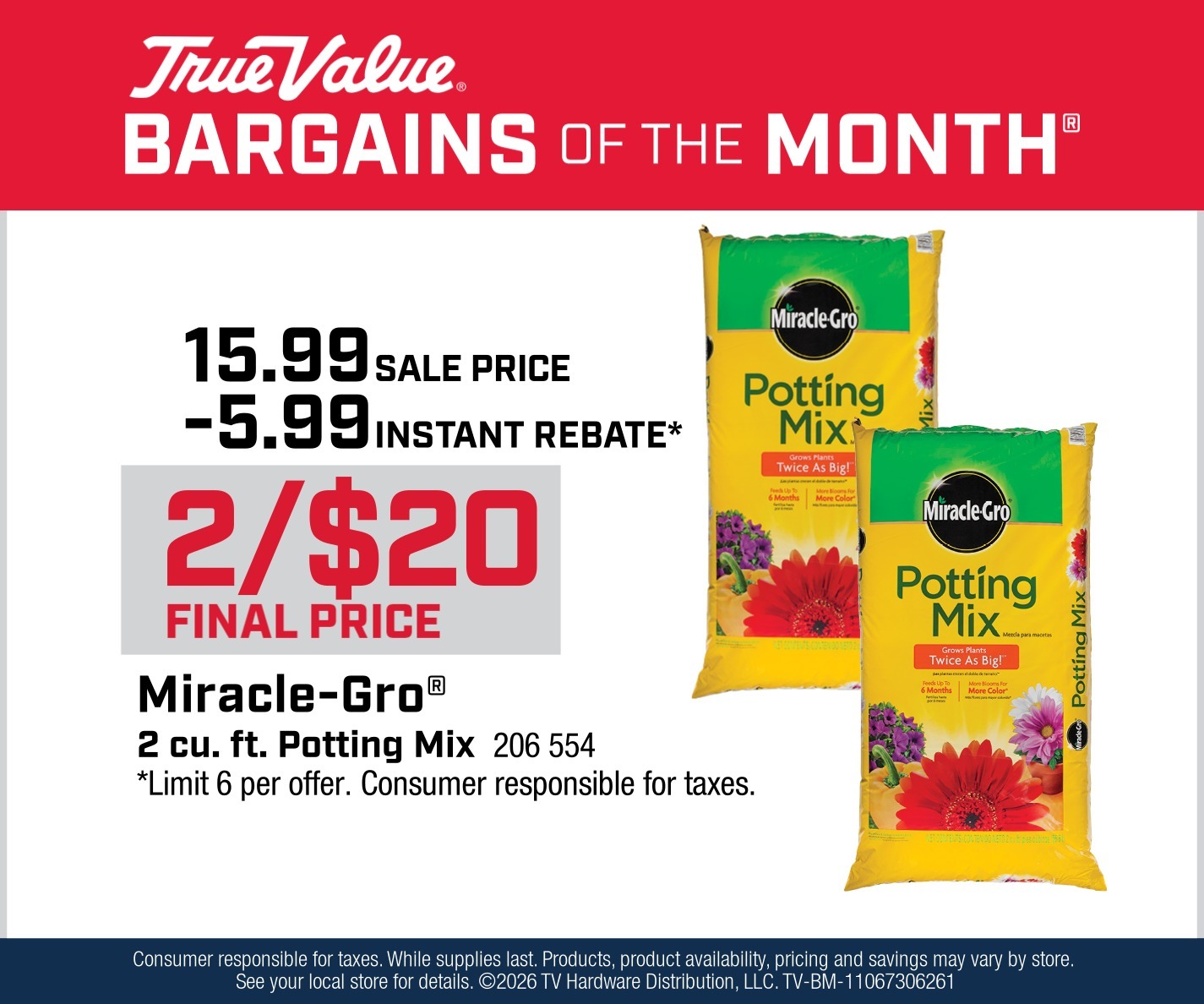 Miracle-Gro® 2 cu. ft. Potting Mix Savings