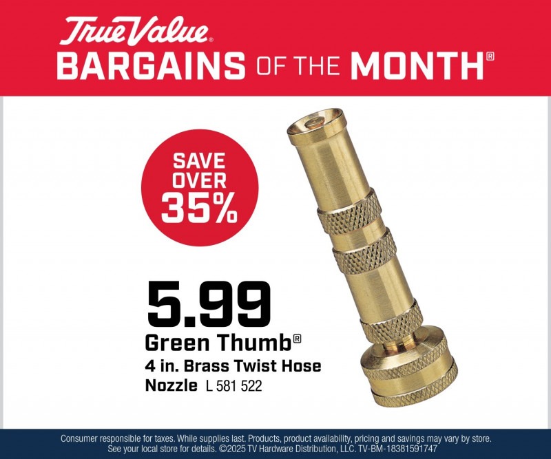 	Green Thumb® 4 in. Brass Twist Hose Nozzle $5.99
