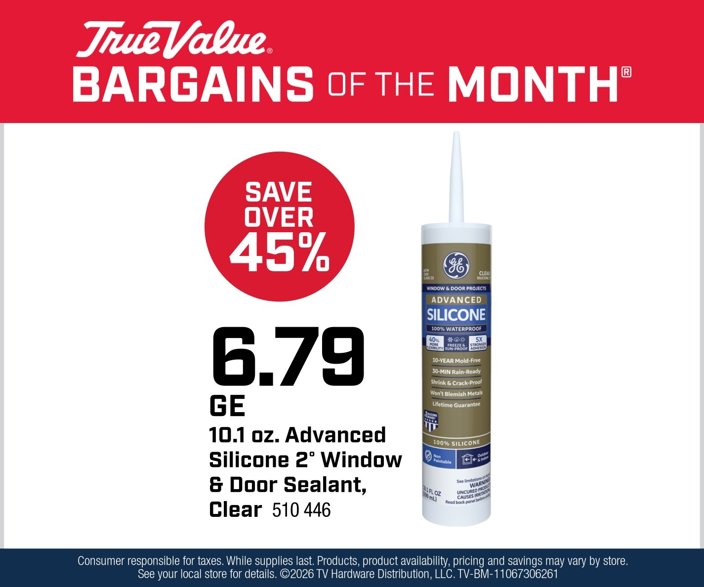 GE 10.1 oz. Advanced Silicone 2® Window & Door Sealant, Clear $6.79