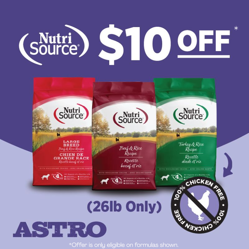 NutriSource | $10.00 OFF 26lb Chicken Free Formulas!