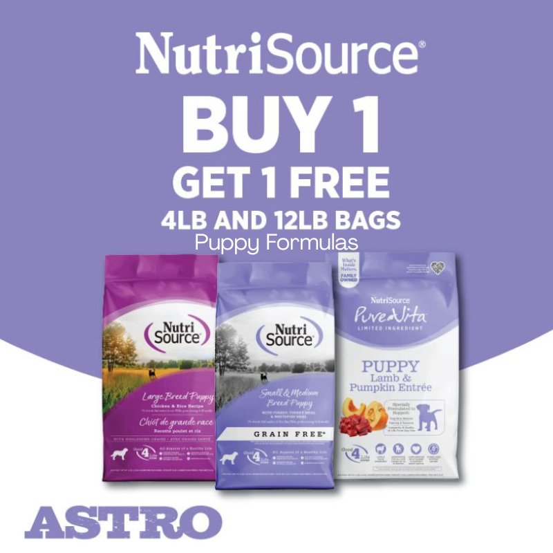 NutriSource & PureVita | Buy 1, Get 1 FREE on 4lb & 12lb Puppy Formulas
