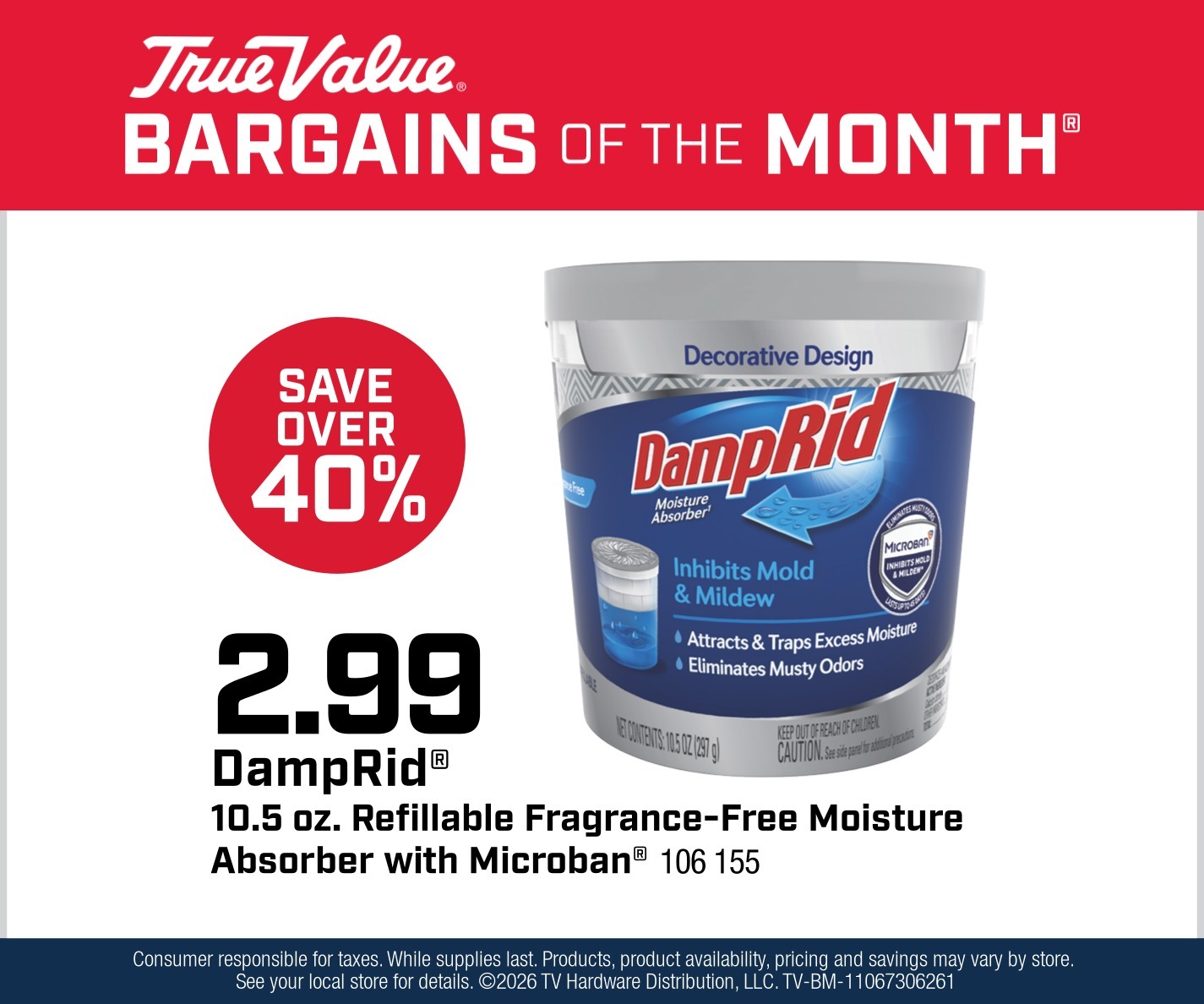 DampRid® 10.5 oz. Refillable Fragrance-Free Moisture Absorber with Microban $2.99